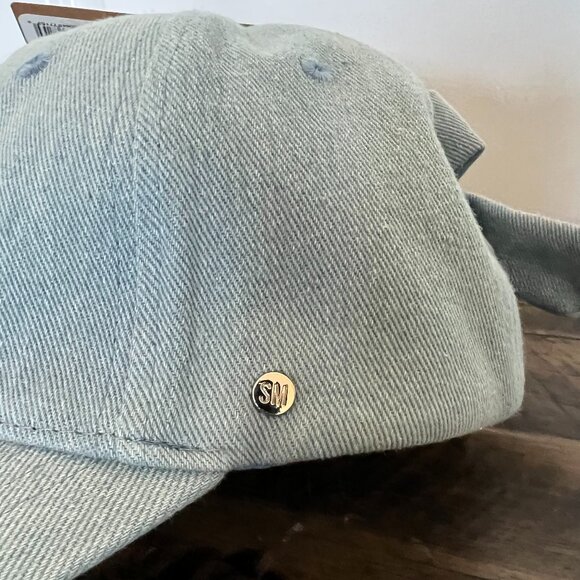NWT | Steve Madden Adjustable Denim Bow Baseball Cap - Picture 7 of 7